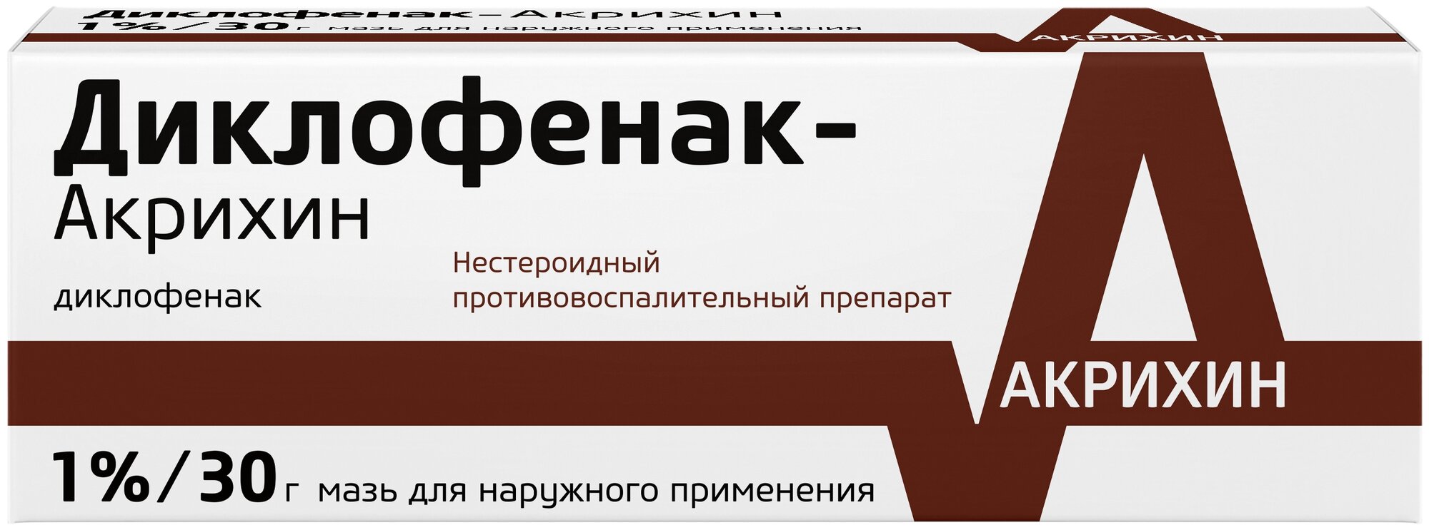 Диклофенак-Акрихин мазь д/нар. прим., 1%, 30 г, 1 шт.