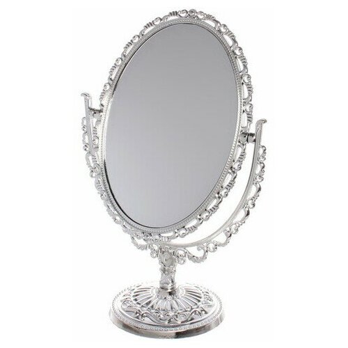 Купить Зеркало настольное в пластиковой оправе «Версаль - Овал», цвет серебро, двухстороннее, 24.5см, Восток, серебристый