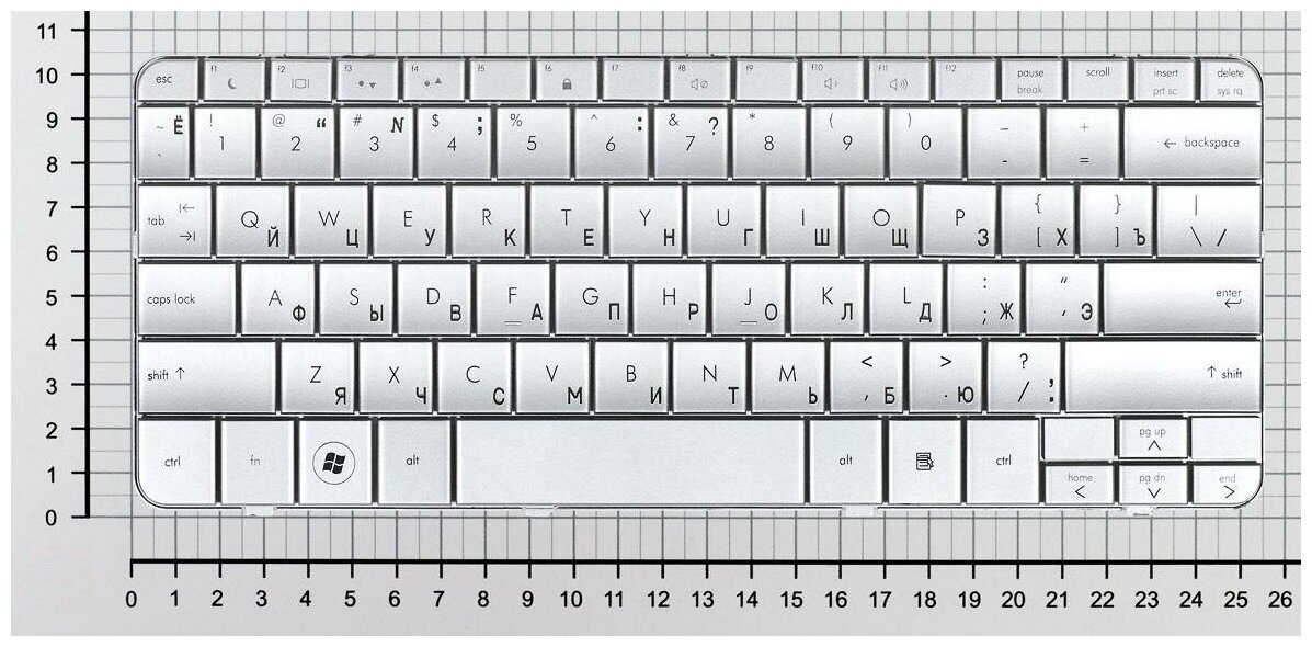 Клавиатура для ноутбука HP MINI 311-1025NR серебристая