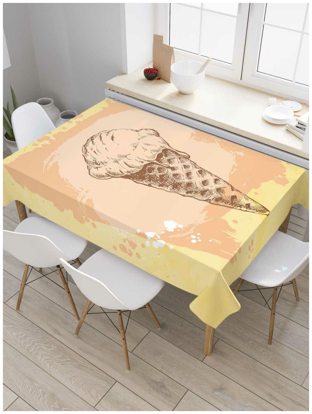 Скатерть прямоугольная JoyArty на кухонный стол "Винтажное мороженое" из оксфорда, 120x145 см