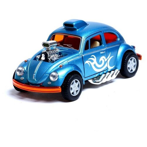 Купить Машина металлическая Volkswagen Beetle, 1:32, открываются двери, инерция, цвет голубой, нет бренда