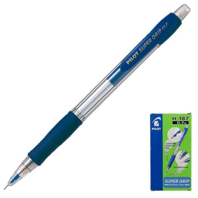 фото Карандаш механический Pilot 0.7 мм Super Grip резиновый упор, синий