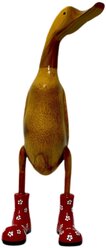 Lucky Ducky / Статуэтка Утка в красных ботах в цветочек XL (Высота 55 см) / Фигурка албезия / Сувенир с о. Бали / Ручная работа / Подарок handmade