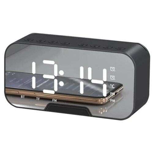 Часы-колонка настольные с радио, подсветкой и подставкой, зеркальные