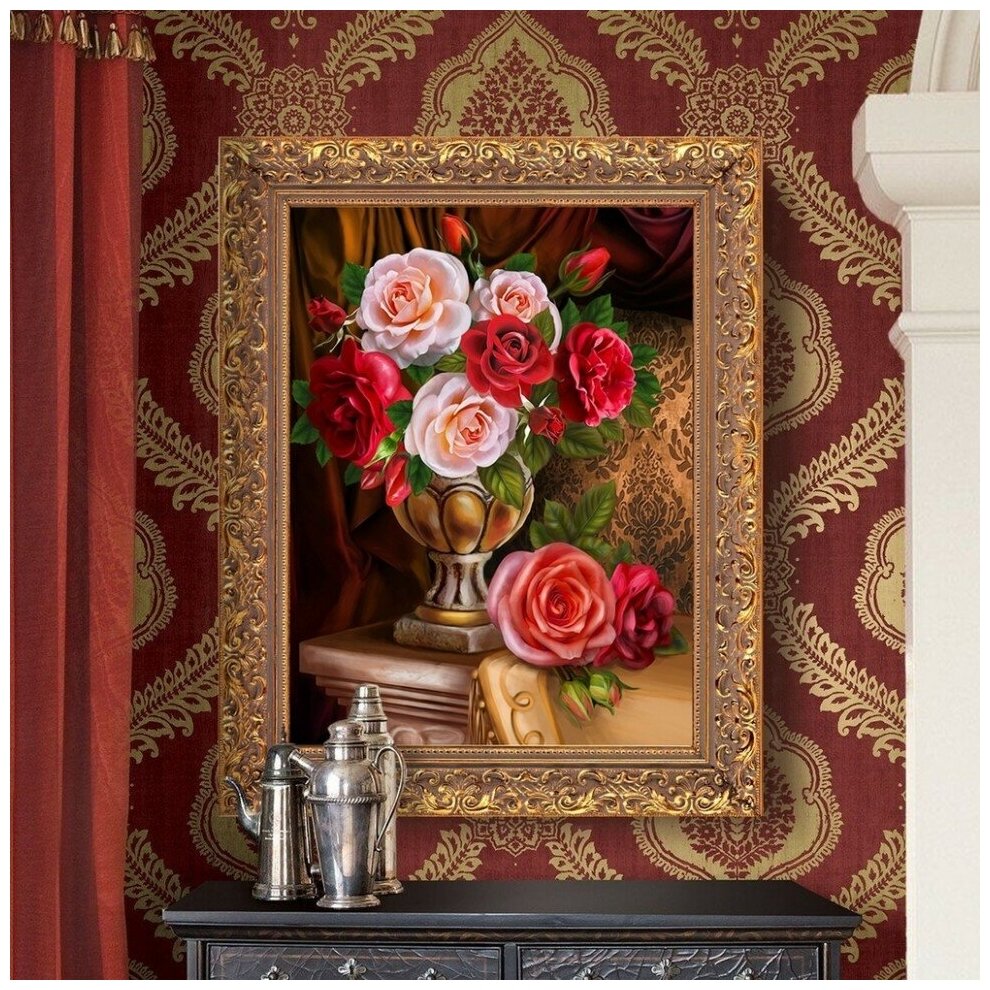 Благородные розы #АЖ-1731 Алмазная живопись Набор алмазная мозаика 30 x 40 см