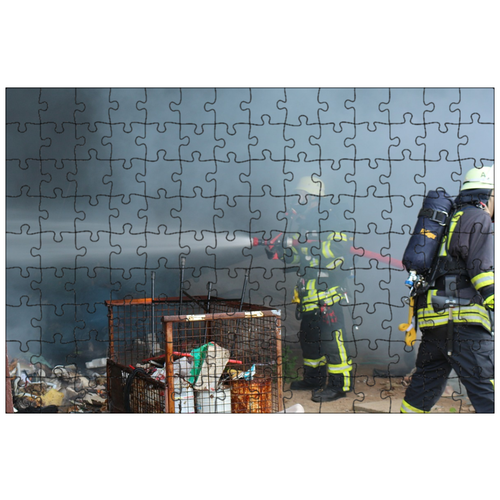 фото Магнитный пазл 27x18см."пожарные, миссия, защита органов дыхания" на холодильник lotsprints