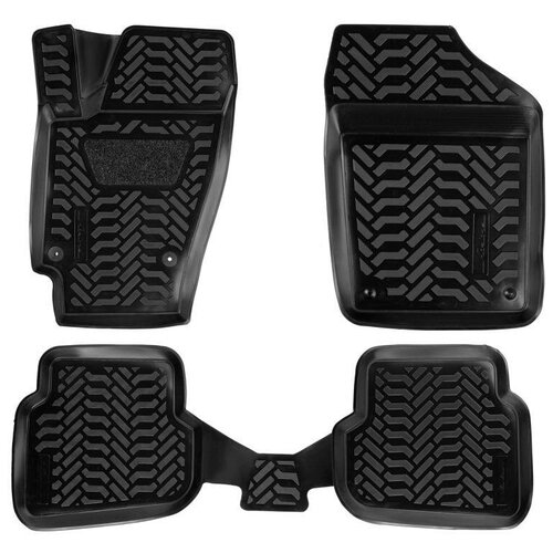 Ковры в салон (3D с подпят.) для VW Polo SD (10-) компл. 4 шт, (крепеж), выс. борт, полимер, черн.