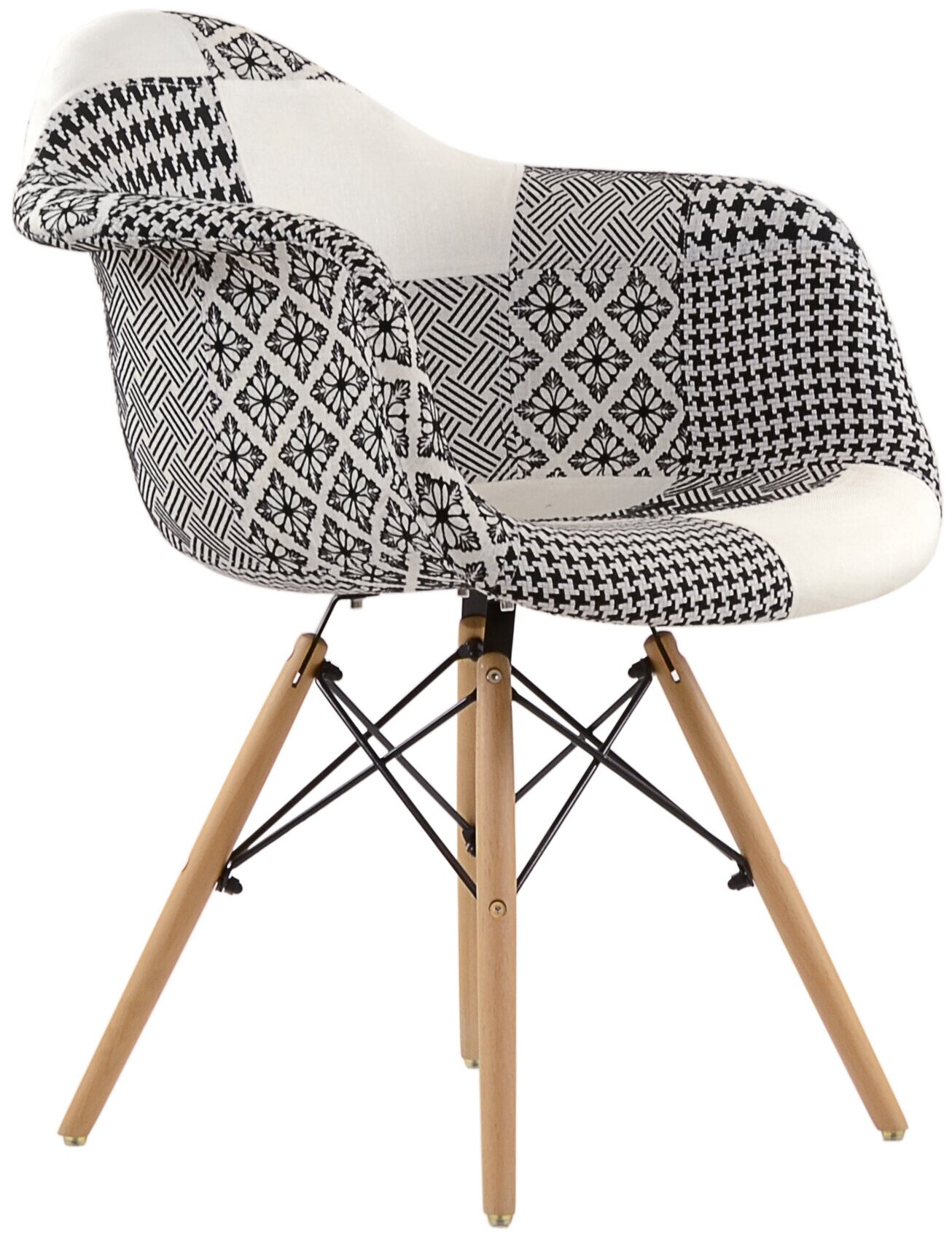 Кресло Barneo N-14 Patchwork черно-белый, Eames style