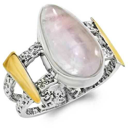 Кольцо SADAF серебро, 925 проба, золочение, оксидирование, кварц, розовый