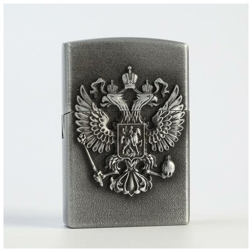 Зажигалка газовая Герб России, 3.5 х 5.5 х1.2 см, серебро 539461 подарочная зажигалка газовая герб ссср бронзовый