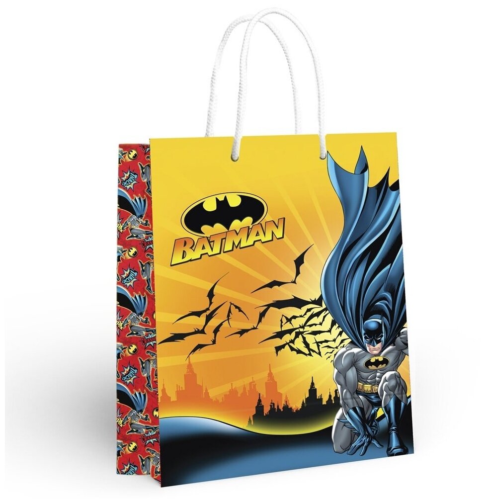 Пакет подарочный ND Play Batman, большой, желтый с красным, 335х406х155 мм (286626)