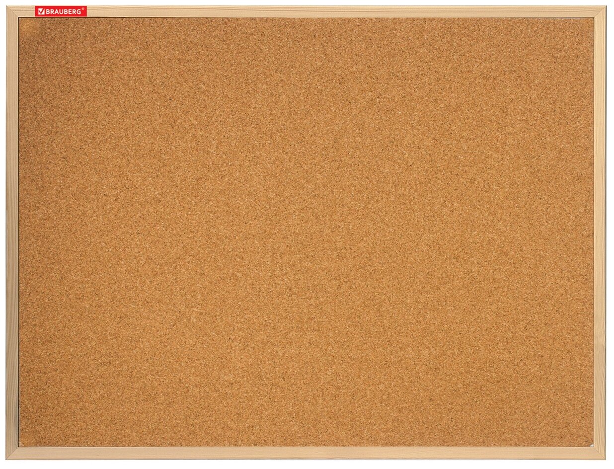 Доска пробковая для объявлений (90х120 см), деревянная рамка, BRAUBERG, 236861