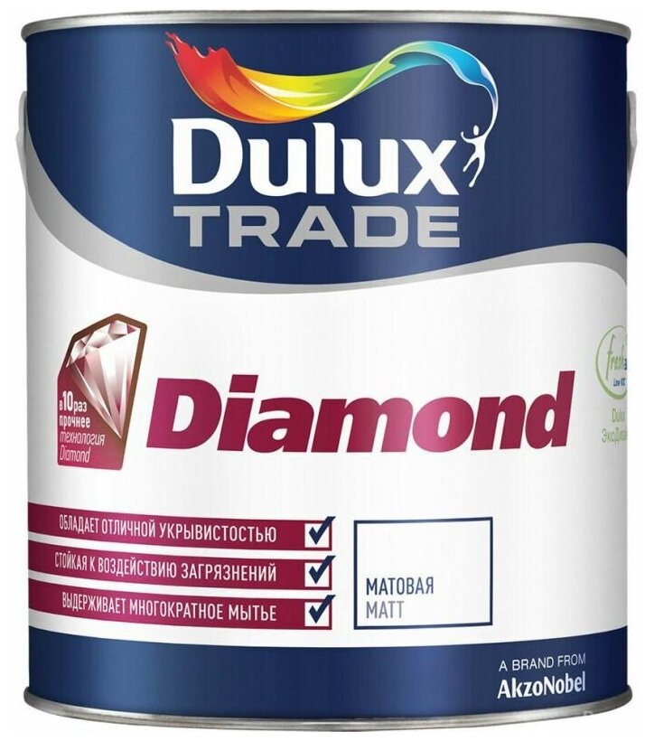 Краска DULUX Diamond Matt для стен и потолков водно-дисперсионная матовая база BW 25 л.