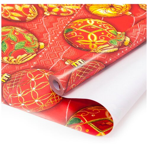 фото Упаковочная бумага (0,7*10 м) золотой праздник, красный, 1 шт. дон баллон