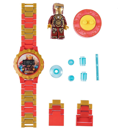 Детские наручные электронные часы , вращающийся циферблат , ремешок- конструктор ” Железный Человек “
