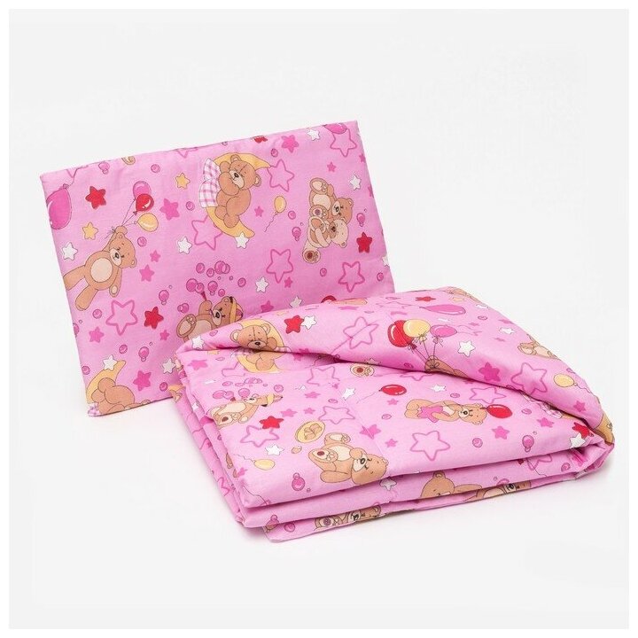 Комплект в кроватку для девочки (одеяло 110*140 см, подушка 40*60 см), цвет Микс 1523043 .