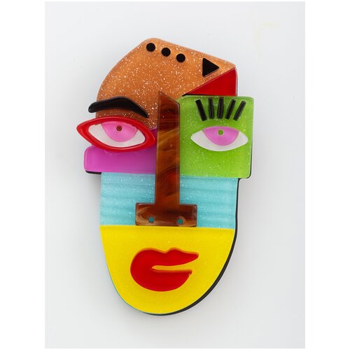 Брошь ЖемАрт, акрил, зеленый, желтый, голубой