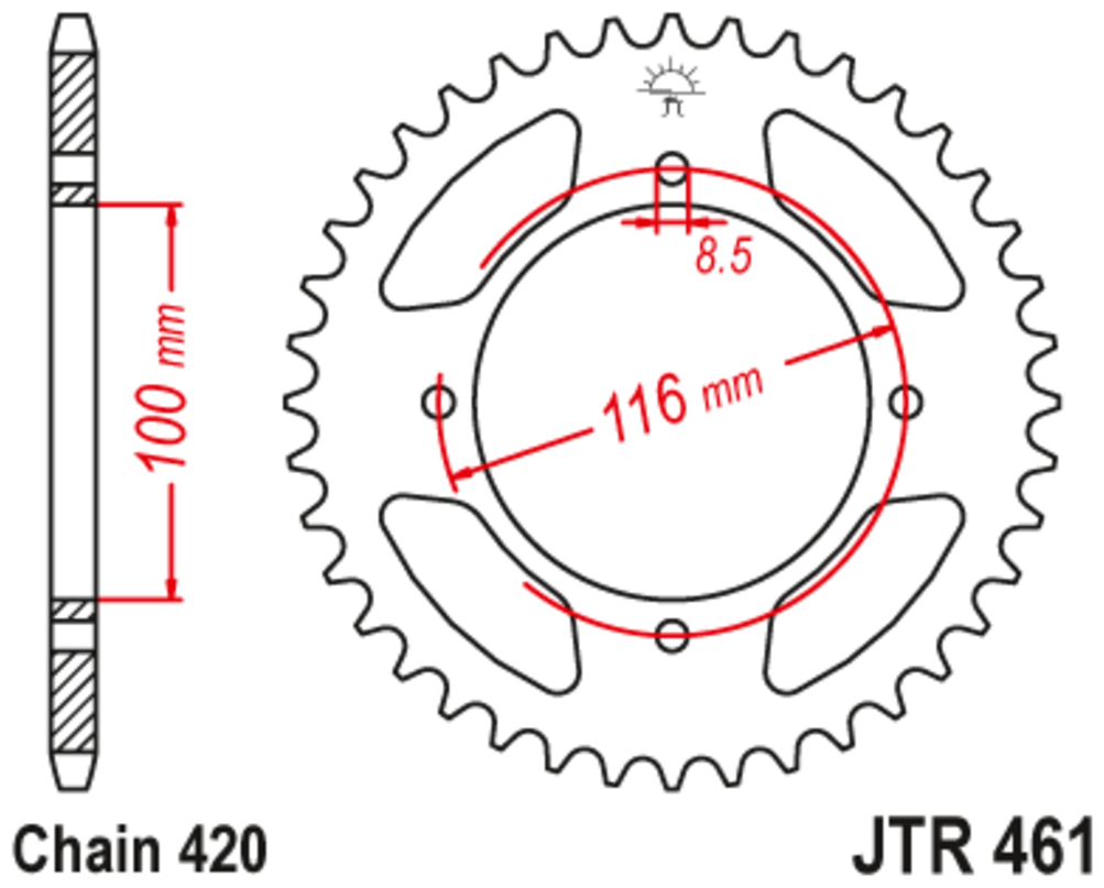 Звезда JT ведомая JTR461.49 49 зубьев