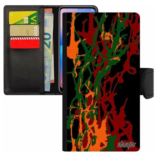 фото Чехол книжка для телефона iphone 7 plus, "огонь" мотив декоративный utaupia