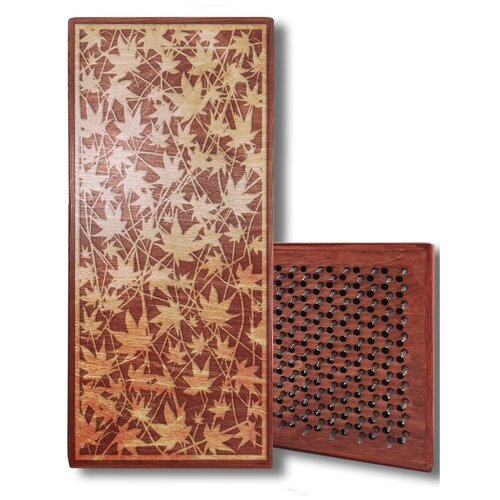 фото Доска садху черная листья - 5, размер 31x14, шаг гвоздей 10 мм чакра