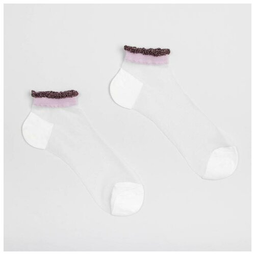 Носки Minaku, размер 36-37, белый, фиолетовый носки женские укороченные minaku premium цвет белый размер 36 37 23 см 7474714