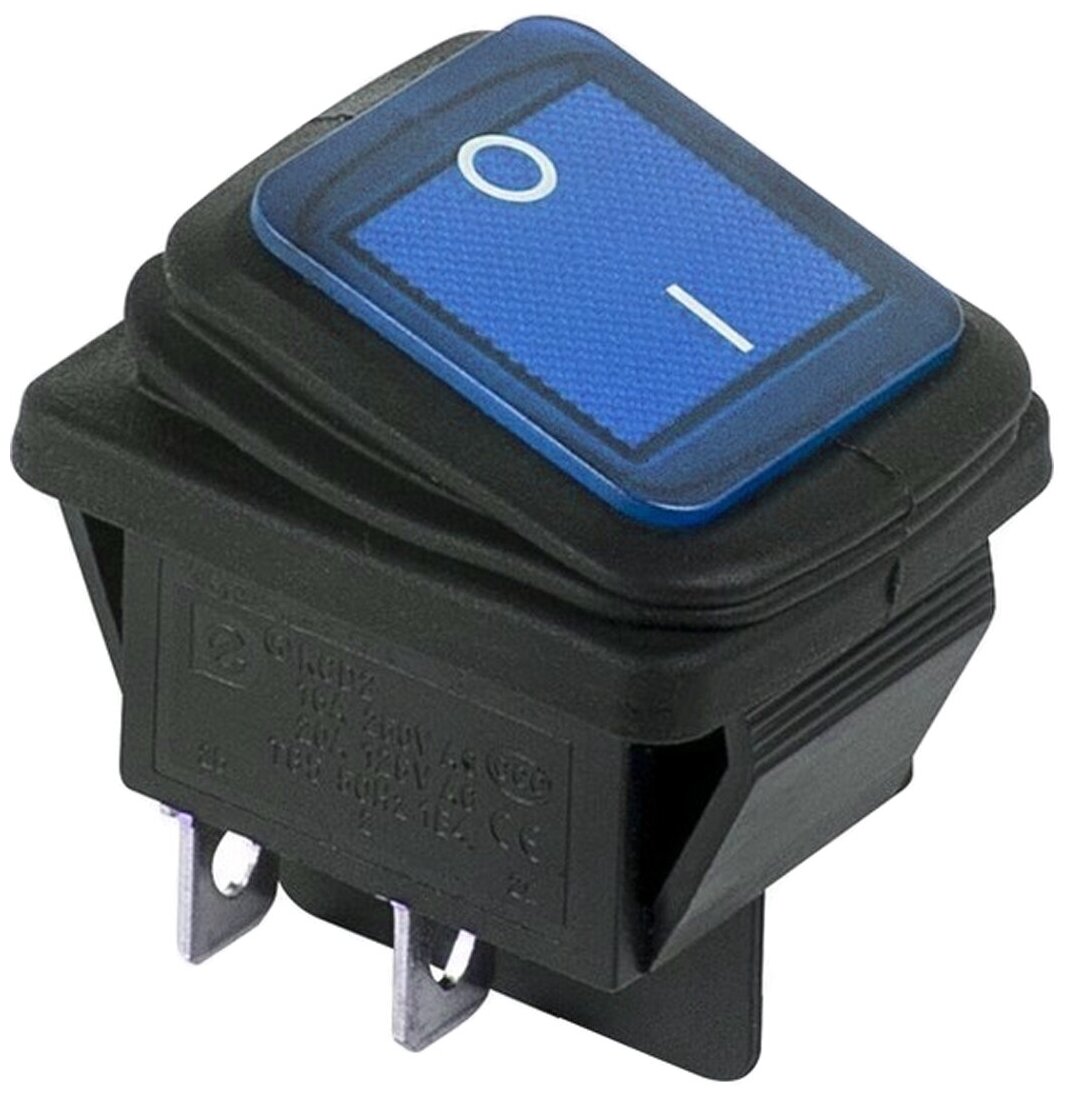 Выключатель клавишный Rexant ON-OFF синий с подсветкой (250В 15А (4с)) влагозащита {36-2361}