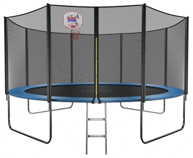 Батут GetActive Jump 14FT с лестницей внешней сеткой кольцом 14480S2Y-L синий