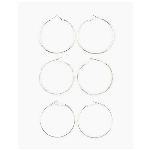 фото Серебристые серьги-кольца 3 пары gloria jeans