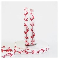 * Тесьма декоративная Рождественские веточки Пуансеттии, ширина 10мм, Acufactum, 35036-01