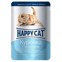 Happy cat Кусочки в соусе для котят с курицей и морковью 1002312, 0,100 кг (10 шт)