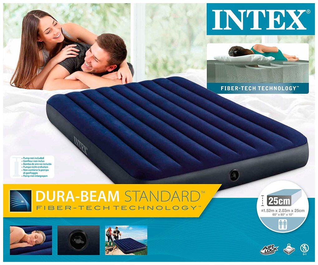 Надувной матрас Intex Classic Downy Airbed (64759) синий