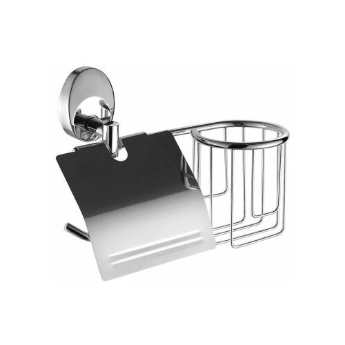фото Fashun (фашун) держатель для туалетной бумаги с крышкой и подставкой для освежителя воздуха настенный металлический, хромированный a1603-1