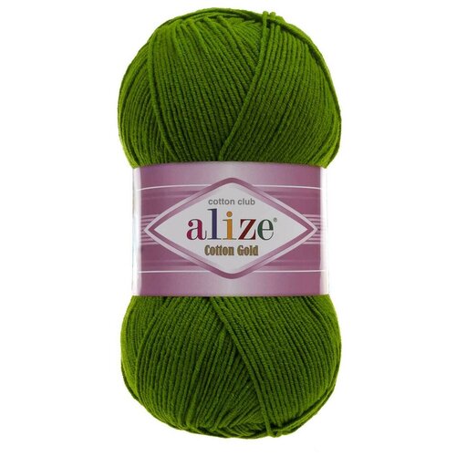 Пряжа Alize Cotton Gold (Ализе Коттон Голд) - 2 мотка 35 зеленый 55% хлопок, 45% акрил 330м/100г