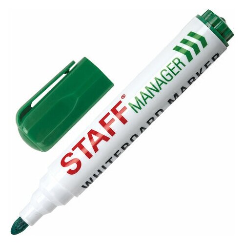 Маркер стираемый для белой доски зеленый, комплект 24 шт, STAFF Manager, 5 мм, с клипом, 151494 staff маркер для доски manager зелeный