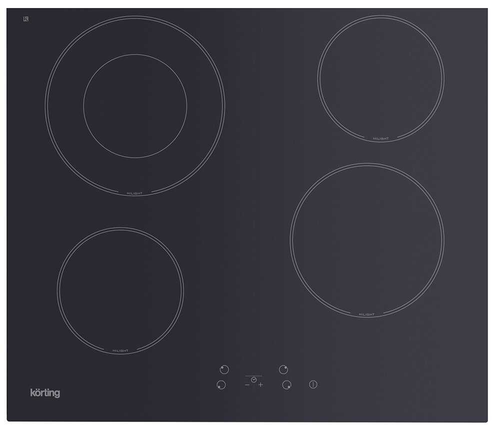 Встраиваемые электрические панели Korting/ Электрическая, 5х58x51 см, стеклокерамика, сенсорное управление, черная, рамка-скошенный край - фотография № 1