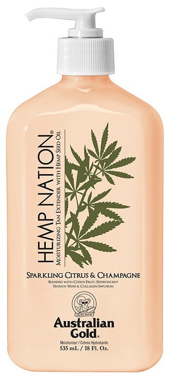 Питательный лосьон для тела Australian Gold Hemp Nation Sparking Citrus & Champagne Tan Extender (535 мл) с коллагеном и антивозрастным комплексом