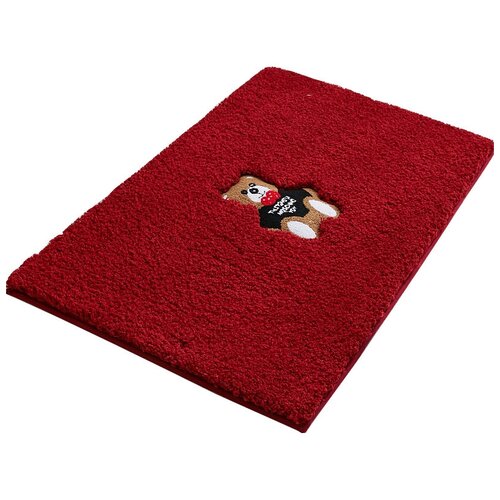 Коврик для ванной комнаты и туалета 50х80 см противоскользящий Carnation Home Fashions Teddy Bear Red