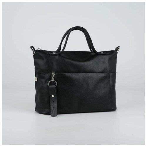 фото Саквояж, отдел на молнии, 2 наружных кармана, длинный ремень, цвет чёрный нет бренда