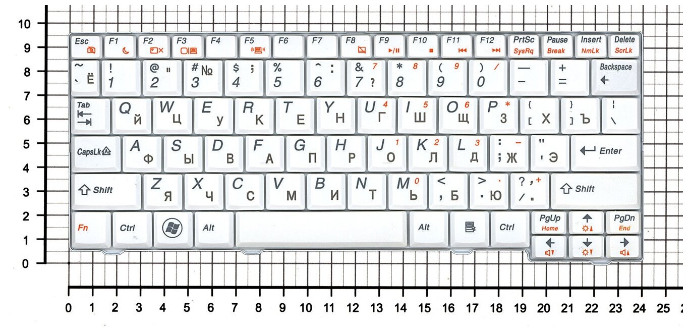 Клавиатура для нетбука Lenovo 25-008905 русская белая без рамки плоский Enter