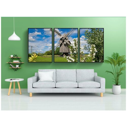 фото Набор модулных постеров для интерьера "мельница пост, вертеп села, йена" 60x90 см. в тубусе, без рамки lotsprints