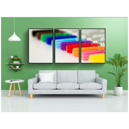 фото Набор модулных постеров для интерьера "цветные карандаши, ручки, мелки" 60x90 см. в тубусе, без рамки lotsprints