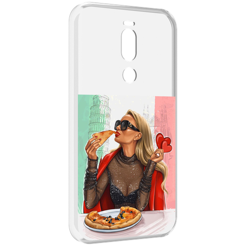 Чехол MyPads любительница-пиццы женский для Meizu X8 задняя-панель-накладка-бампер