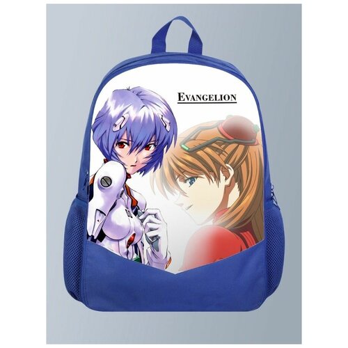 фото Голубой рюкзак с принтом аниме евангелион evangelion, меха, синдзи, аска, мисато, аянами рей - 43 brutbag