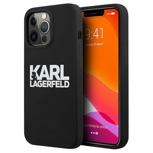 фото Karl lagerfed чехол karl lagerfeld liquid silicone stack logo hard для iphone 13 pro max, черный