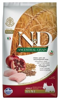 FARMINA Сухой низкозерновой корм для собак мелких пород ANCESTRAL GRAIN LINE курица с гранатом Н Д 11270 0,8 кг 38965 (1 шт)