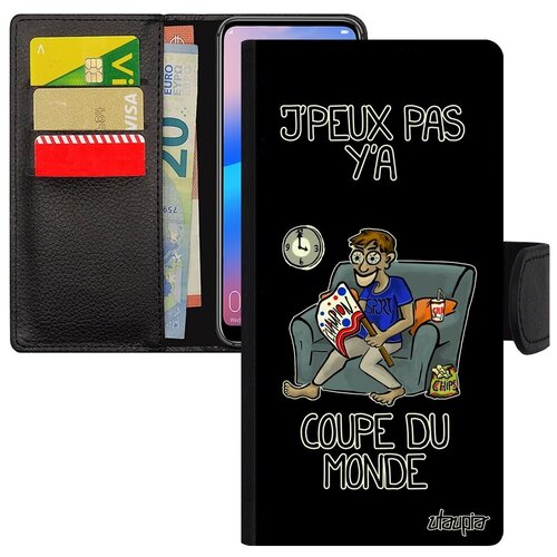 фото Защитный чехол книжка для // huawei p30 lite // "не могу - кубок мира!" болельщик шутка, utaupia, черный
