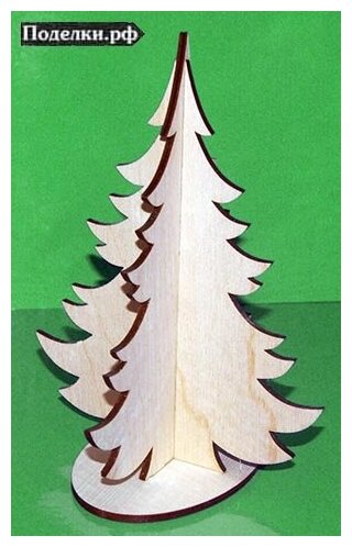 Фигурка деревянная 0002841 Елка объемная на подставке большая 25x18 см цена за 1 шт.