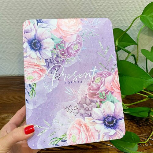 Шкатулка подарочная металлическая Present, коробочка для хранения металлическая, жестяная шкатулка, размер 21*16*8 см