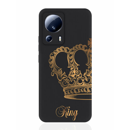 Чехол для смартфона Xiaomi Mi 13 Lite черный силиконовый Парный чехол корона King чехол для смартфона honor 90 lite черный силиконовый парный чехол корона king