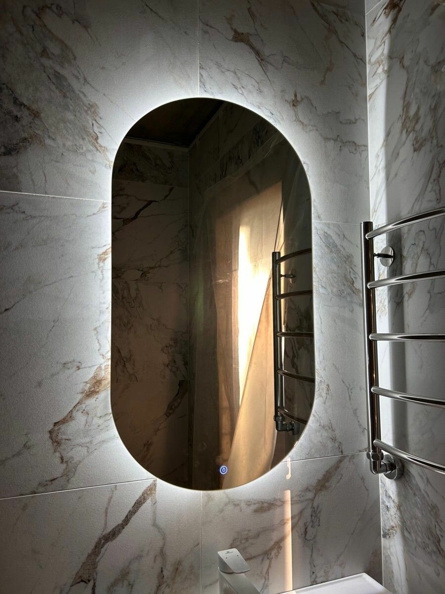 Зеркало для ванной Mirror room 45x85 с LED-подсветкой 4500К, овальное, парящее, без рамы - фотография № 12